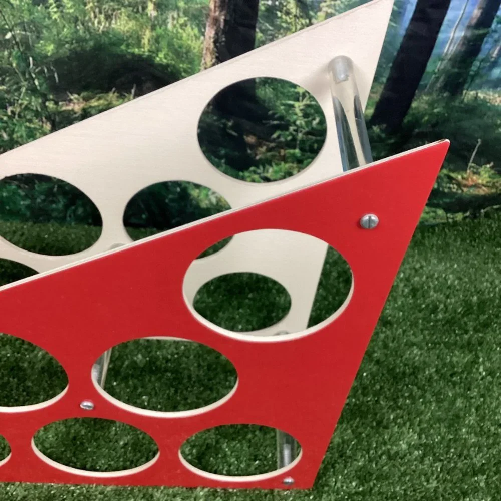 Vintage Wine Rack Red Mid Century Atomic